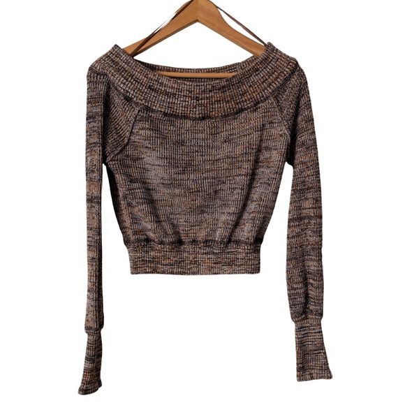Free People Sugar Rush Off The Shoulder Cropped Sweater, Black Combo, Small - Picture 3 of 11